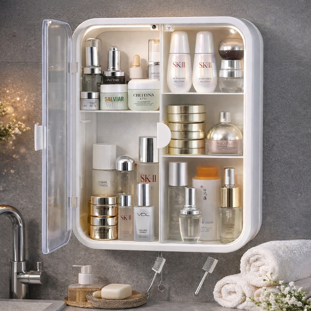 636771b3045ee6073eda40cf6e21fa72 Joyclick Wall Mounted Bathroom Cabinet Double Door Storage Organizer for Bathroom & Washroom - Image 1