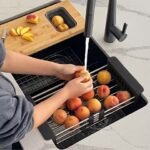 Alt Text: Expandable kitchen sink organizer