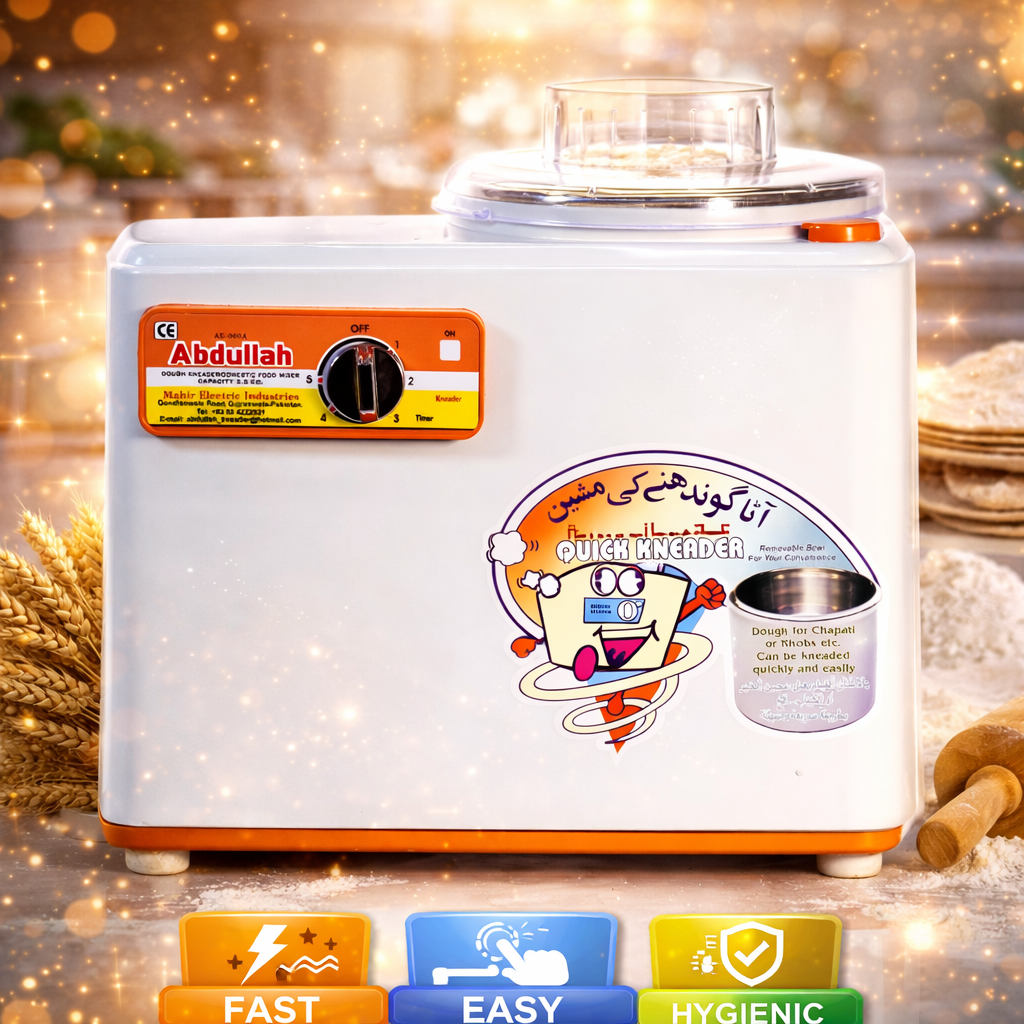 afc46967ce0a70a87bf11d811633aaa3 Abdullah Dough Kneading Machine AE-900A - Automatic Atta Maker & Flour Kneader for Home Kitchen - Image 1