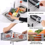 JoyClick Adjustable Kitchen Sink Strainer Basket – Stainless Steel Drain Rack for Fruits & Vegetables