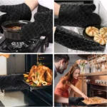 2-Piece Heat Resistant Kitchen Oven Mitts with Non-Slip Silicone Grip