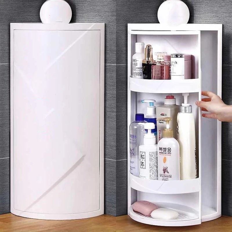 whatsapp-image-2020-01-29-at-5.58.31-pm-53836-0-011122011718352 Joyclick 360° Rotating Wall Mounted Bathroom Corner Cabinet - 3 Layer Washroom Storage Organizer - Image 1
